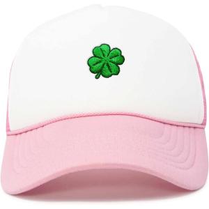 imageDALIX Embroidered Clover Trucker Cap Hat MenLight Pink White
