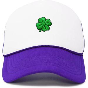 imageDALIX Embroidered Clover Trucker Cap Hat MenPurple White