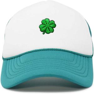 imageDALIX Embroidered Clover Trucker Cap Hat MenTeal White