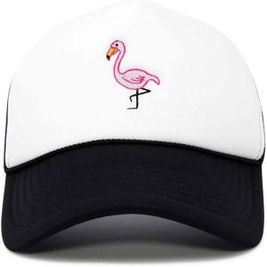 imageDALIX Embroidered Flamingo Trucker Cap Hat WomenBlack White