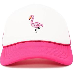 imageDALIX Embroidered Flamingo Trucker Cap Hat WomenHot Pink White