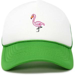 imageDALIX Embroidered Flamingo Trucker Cap Hat WomenKelly White