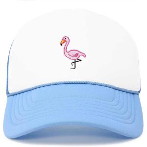 imageDALIX Embroidered Flamingo Trucker Cap Hat WomenLight Blue White