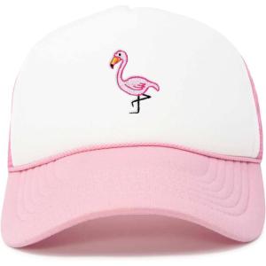 imageDALIX Embroidered Flamingo Trucker Cap Hat WomenLight Pink White