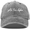 imageDALIX Zeta Tau Alpha Sorority Hat Womens Cursive Baseball CapWashed Black