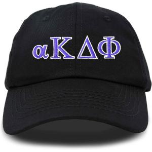imageDALIX Alpha Kappa Delta Phi Sorority Hat Womens Greek Letters Embroidered Baseball CapBlack