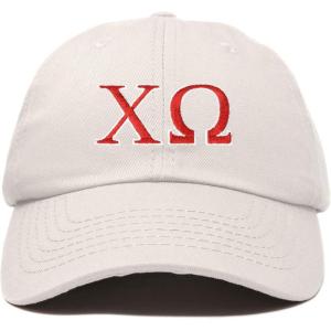 imageDALIX Chi Omega Sorority Hat Womens Greek Letters Embroidered Baseball CapBeige