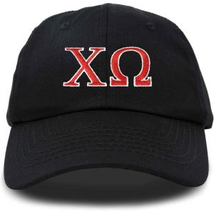 imageDALIX Chi Omega Sorority Hat Womens Greek Letters Embroidered Baseball CapBlack