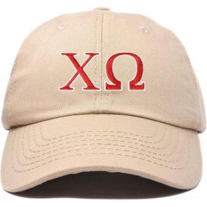 imageDALIX Chi Omega Sorority Hat Womens Greek Letters Embroidered Baseball CapKhaki