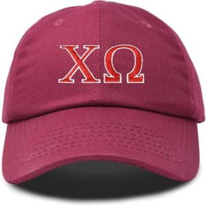 imageDALIX Chi Omega Sorority Hat Womens Greek Letters Embroidered Baseball CapMaroon