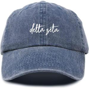 imageDALIX Delta Zeta Cursive Sorority Hat Womens Embroidered Baseball CapWashed Navy Blue