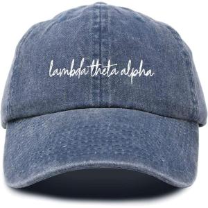 imageDALIX Lambda Theta Alpha Sorority Hat Womens Cursive Embroidered CapWashed Navy Blue