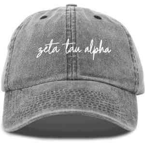 imageDALIX Zeta Tau Alpha Sorority Hat Womens Cursive Baseball CapWashed Black