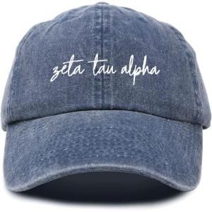 imageDALIX Zeta Tau Alpha Sorority Hat Womens Cursive Baseball CapWashed Navy Blue