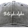 imageDALIX Theta Phi Alpha Sorority Hat Womens Cursive Embroidered Baseball CapWashed Black