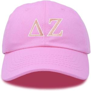 imageDALIX Delta Zeta Sorority Hat Womens Greek Letters Embroidered Baseball CapLight Pink