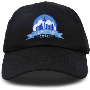 imageDALIX Seattle Embroidered Dad Hat Cotton Baseball Cap WomenBlack