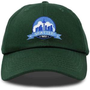 imageDALIX Seattle Embroidered Dad Hat Cotton Baseball Cap WomenDark Green