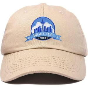imageDALIX Seattle Embroidered Dad Hat Cotton Baseball Cap WomenKhaki