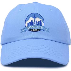 imageDALIX Seattle Embroidered Dad Hat Cotton Baseball Cap WomenLight Blue