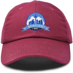 imageDALIX Seattle Embroidered Dad Hat Cotton Baseball Cap WomenMaroon