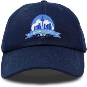imageDALIX Seattle Embroidered Dad Hat Cotton Baseball Cap WomenNavy Blue