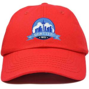 imageDALIX Seattle Embroidered Dad Hat Cotton Baseball Cap WomenRed