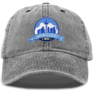 imageDALIX Seattle Embroidered Dad Hat Cotton Baseball Cap WomenWashed Black