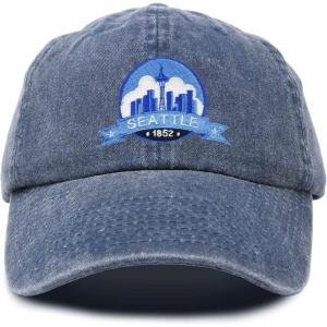 imageDALIX Seattle Embroidered Dad Hat Cotton Baseball Cap WomenWashed Navy Blue