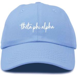 imageDALIX Theta Phi Alpha Sorority Hat Womens Cursive Embroidered Baseball CapLight Blue