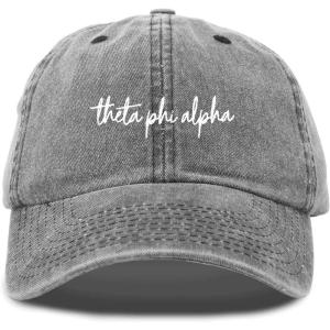 imageDALIX Theta Phi Alpha Sorority Hat Womens Cursive Embroidered Baseball CapWashed Black