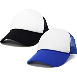 imageDALIX Two Tone Blank Trucker Hats Caps 2 for 1BlackRoyal Blue
