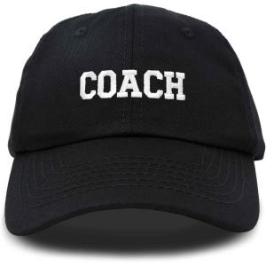 imageDALIX Coach Embroidered Sports League Baseball Cap Adjustable Dad Hat MensBlack