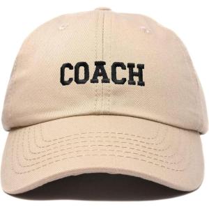 imageDALIX Coach Embroidered Sports League Baseball Cap Adjustable Dad Hat MensKhaki