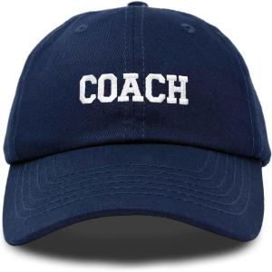imageDALIX Coach Embroidered Sports League Baseball Cap Adjustable Dad Hat MensNavy Blue