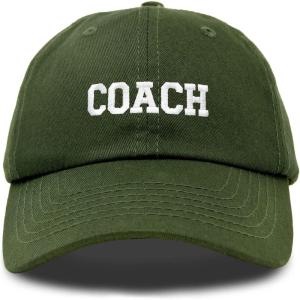 imageDALIX Coach Embroidered Sports League Baseball Cap Adjustable Dad Hat MensOlive