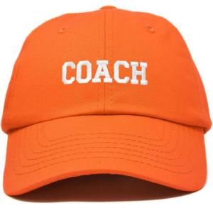 imageDALIX Coach Embroidered Sports League Baseball Cap Adjustable Dad Hat MensOrange