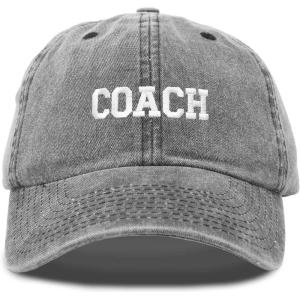 imageDALIX Coach Embroidered Sports League Baseball Cap Adjustable Dad Hat MensWashed Black