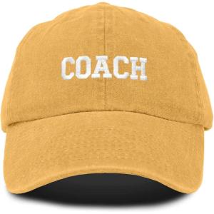 imageDALIX Coach Embroidered Sports League Baseball Cap Adjustable Dad Hat MensWashed Gold