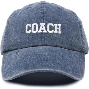 imageDALIX Coach Embroidered Sports League Baseball Cap Adjustable Dad Hat MensWashed Navy Blue