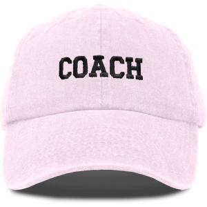 imageDALIX Coach Embroidered Sports League Baseball Cap Adjustable Dad Hat MensWashed Pink