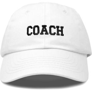 imageDALIX Coach Embroidered Sports League Baseball Cap Adjustable Dad Hat MensWhite