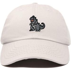 imageDALIX Giant Lizard Kaiju Embroidered Cotton Dad Hat Baseball Cap Adjustable Glow in The Dark MensBeige
