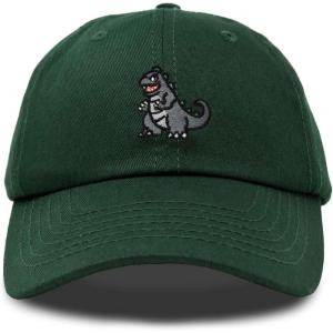 imageDALIX Giant Lizard Kaiju Embroidered Cotton Dad Hat Baseball Cap Adjustable Glow in The Dark MensDark Green
