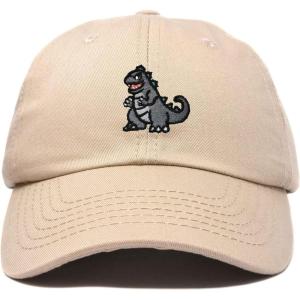 imageDALIX Giant Lizard Kaiju Embroidered Cotton Dad Hat Baseball Cap Adjustable Glow in The Dark MensKhaki