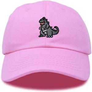 imageDALIX Giant Lizard Kaiju Embroidered Cotton Dad Hat Baseball Cap Adjustable Glow in The Dark MensLight Pink