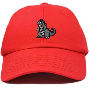 imageDALIX Giant Lizard Kaiju Embroidered Cotton Dad Hat Baseball Cap Adjustable Glow in The Dark MensRed
