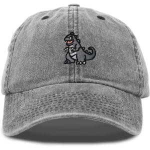 imageDALIX Giant Lizard Kaiju Embroidered Cotton Dad Hat Baseball Cap Adjustable Glow in The Dark MensWashed Black