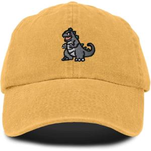 imageDALIX Giant Lizard Kaiju Embroidered Cotton Dad Hat Baseball Cap Adjustable Glow in The Dark MensWashed Gold