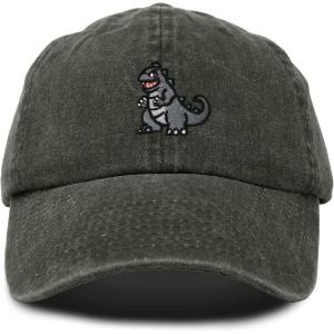 imageDALIX Giant Lizard Kaiju Embroidered Cotton Dad Hat Baseball Cap Adjustable Glow in The Dark MensWashed Gray